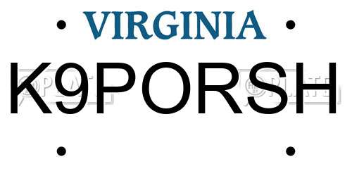 K9PORSH Virginia License Plate