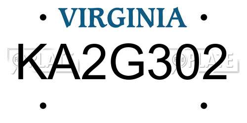 KA2G302 Virginia License Plate