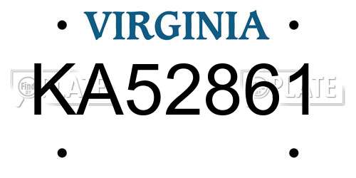 KA52861 Virginia License Plate