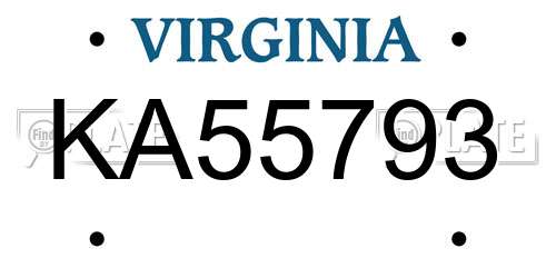 KA55793 Virginia License Plate