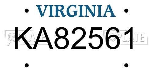 KA82561 Virginia License Plate