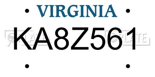 KA8Z561 Virginia License Plate