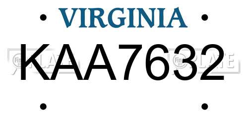 KAA7632 Virginia License Plate
