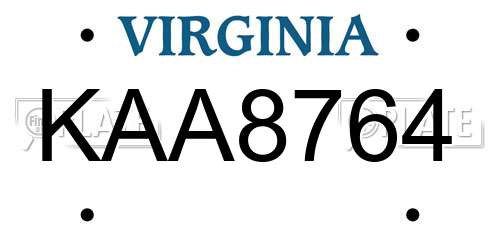 KAA8764 Virginia License Plate
