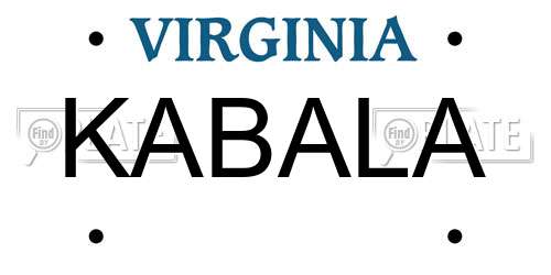 KABALA Virginia License Plate