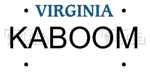 KABOOM Virginia License Plate
