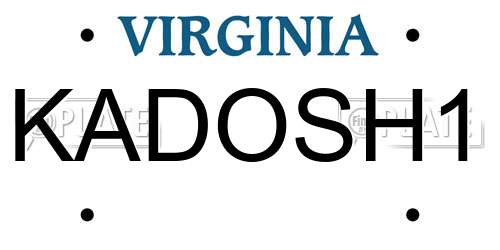 KADOSH1 Virginia License Plate