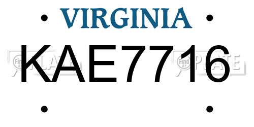 KAE7716 Virginia License Plate