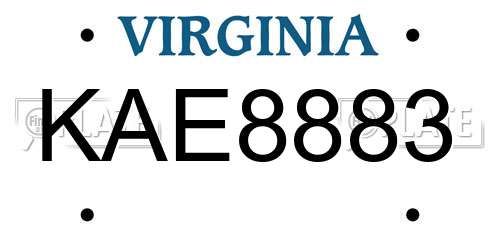 KAE8883 Virginia License Plate