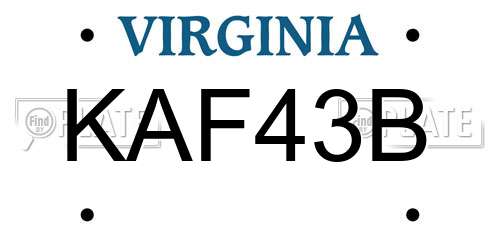 KAF43B Virginia License Plate