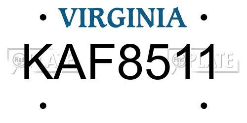 KAF8511 Virginia License Plate