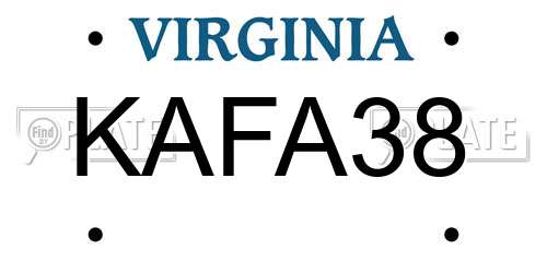 KAFA38 Virginia License Plate