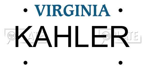 KAHLER Virginia License Plate