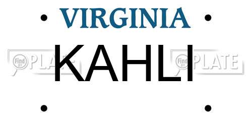 KAHLI Virginia License Plate