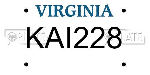 KAI228 Virginia License Plate