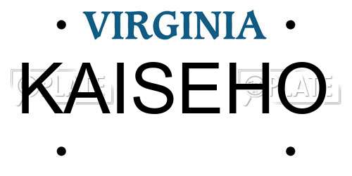 KAISEHO Virginia License Plate