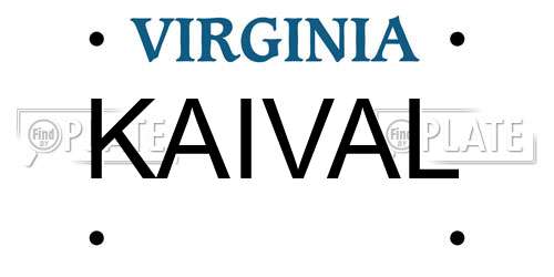 KAIVAL Virginia License Plate