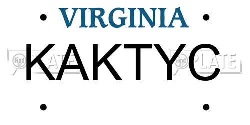 KAKTYC Virginia License Plate