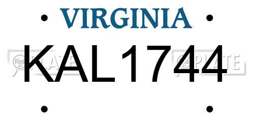 KAL1744 Virginia License Plate