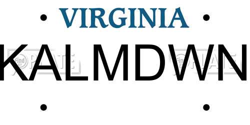 KALMDWN Virginia License Plate
