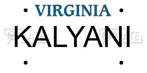 KALYANI Virginia License Plate