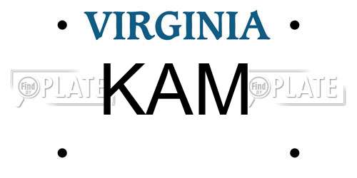 KAM Virginia License Plate