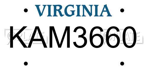 KAM3660 Virginia License Plate