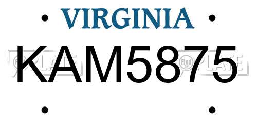 KAM5875 Virginia License Plate