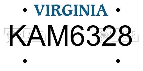 KAM6328 Virginia License Plate