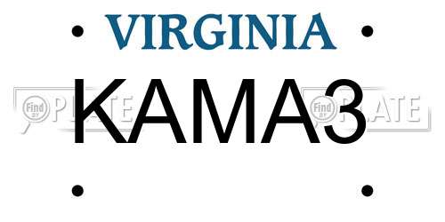 KAMA3 Virginia License Plate