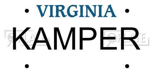 KAMPER Virginia License Plate