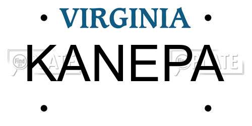 KANEPA Virginia License Plate
