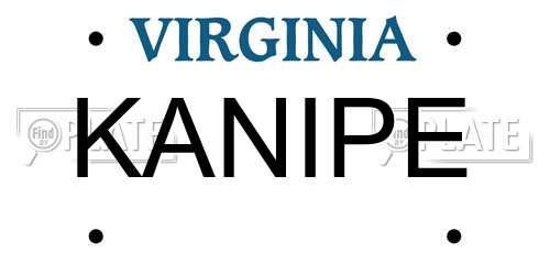 KANIPE Virginia License Plate