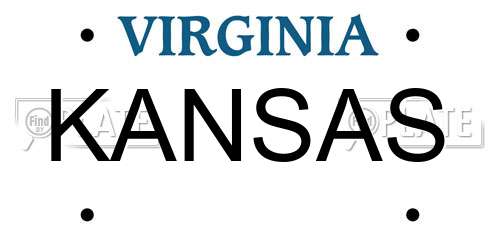 KANSAS Virginia License Plate