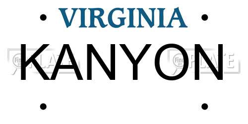 KANYON Virginia License Plate