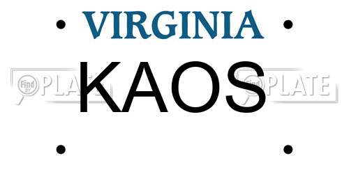 KAOS Virginia License Plate