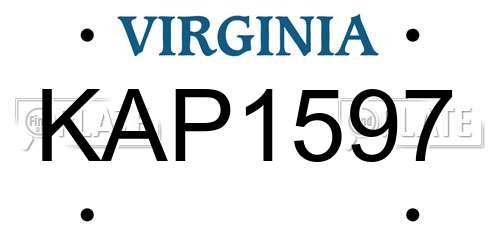 KAP1597 Virginia License Plate