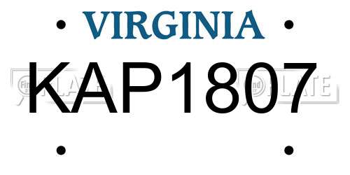 KAP1807 Virginia License Plate