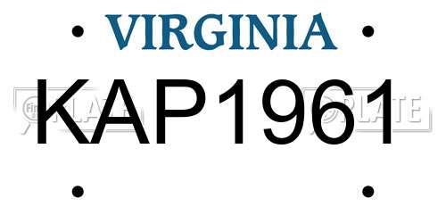 KAP1961 Virginia License Plate