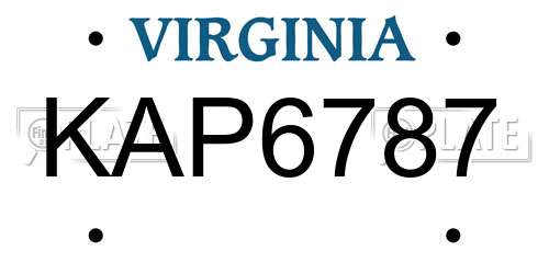 KAP6787 Virginia License Plate