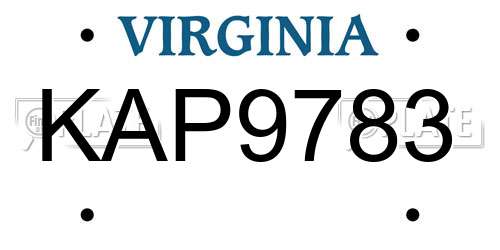 KAP9783 Virginia License Plate