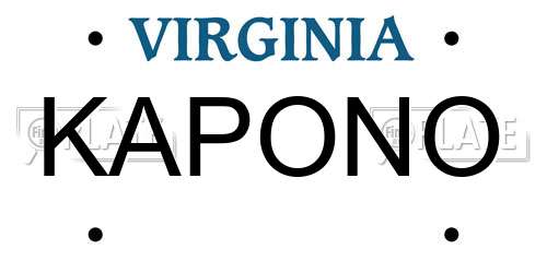 KAPONO Virginia License Plate