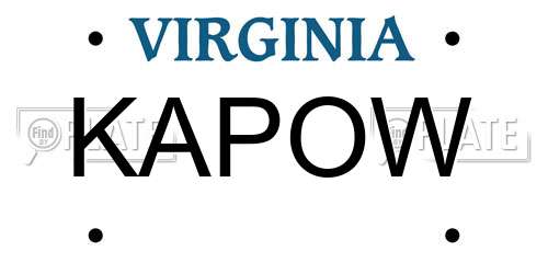 KAPOW Virginia License Plate