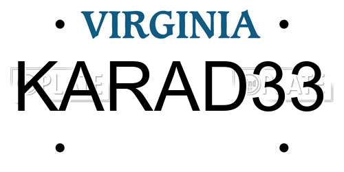 KARAD33 Virginia License Plate