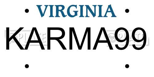 KARMA99 Virginia License Plate