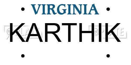 KARTHIK Virginia License Plate