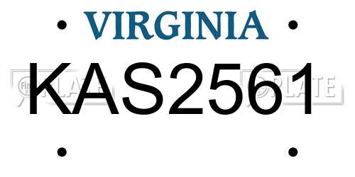 KAS2561 Virginia License Plate