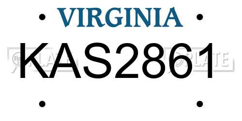 KAS2861 Virginia License Plate