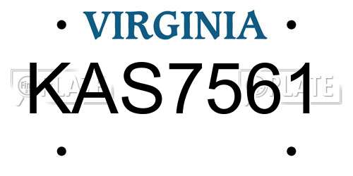 KAS7561 Virginia License Plate