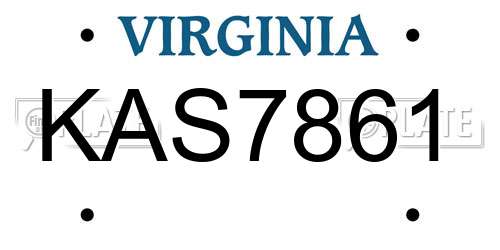 KAS7861 Virginia License Plate